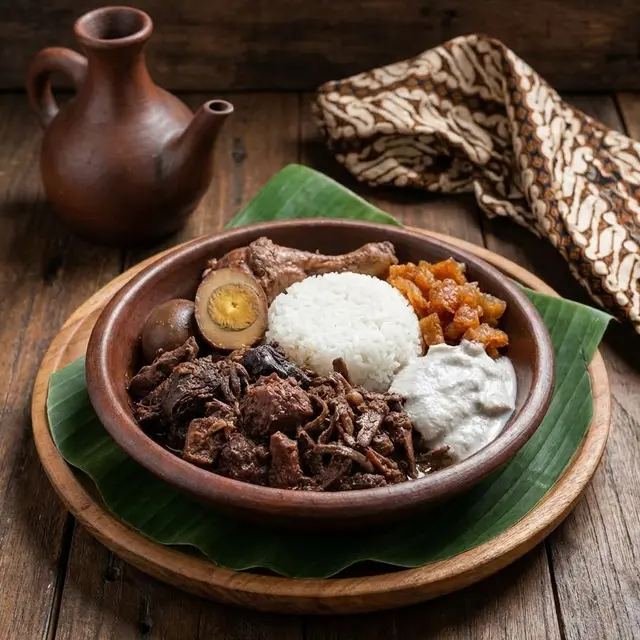 Sajian gudeg manggar (Gemini AI)
