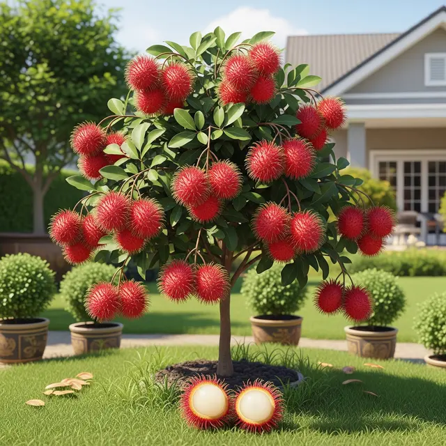 Jenis Pohon Rambutan Mini yang Cocok untuk Halaman Rumah (Image by Gemini AI)