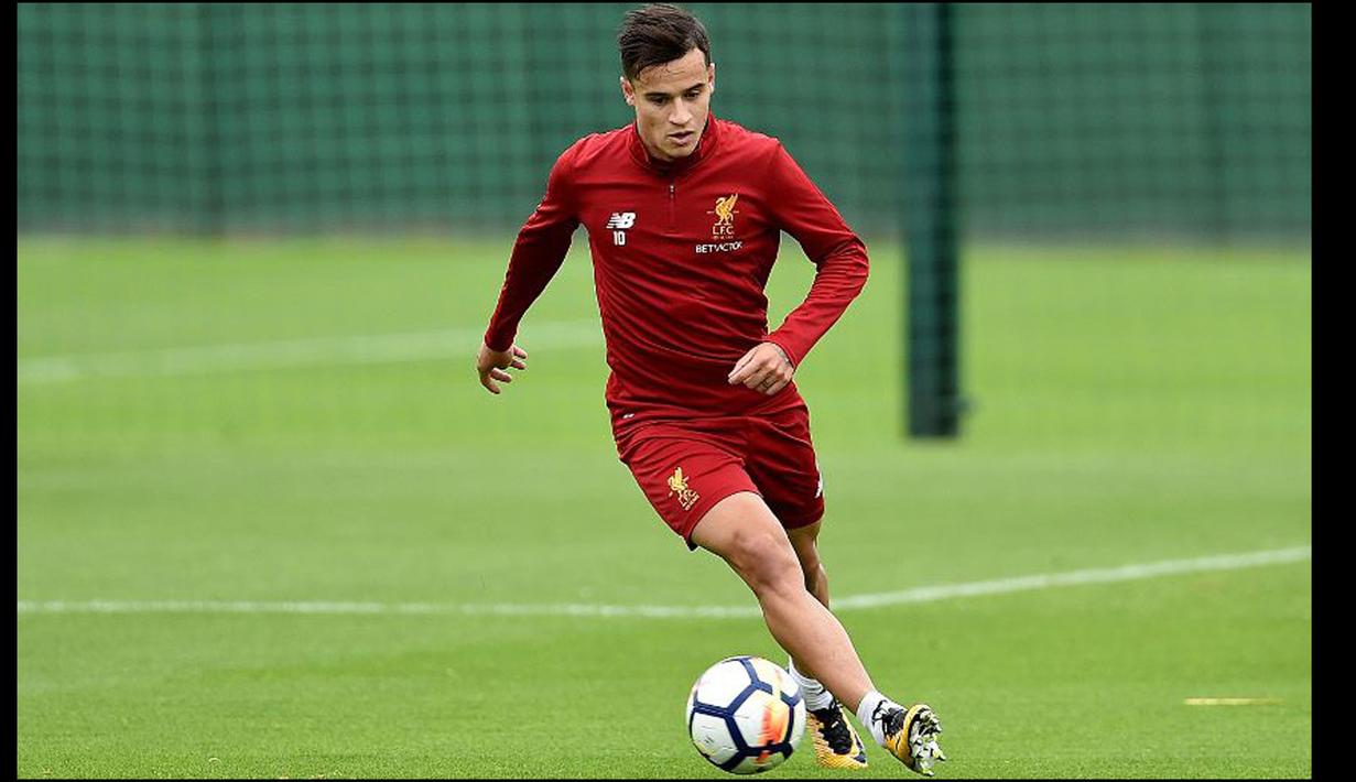 Aksi pemain Liverpool, Philippe Coutinho saat berlatih di Melwood Training Ground, Liverpool (7/9/2017). Latihan ini jelang melawan Manchester City pada pekan keempat Premier League. (Photo/Liverpoolfc)