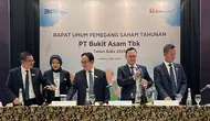 Konferensi pers RUPST PT Bukit Asam Tbk (PTBA), Rabu (8/5/2024). (Foto: Liputan6.com/Pipit IR)