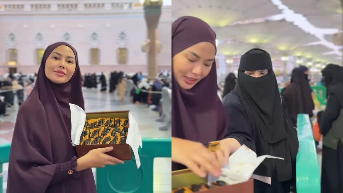 7 Momen Dara Arafah Buka Puasa di Madinah, Bagikan Lapis Legit ke Jemaah