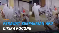 Seorang pasien lain yang tengah tidur lalu langsung terbangun, perawat lain mendekat.