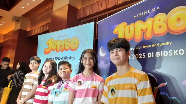 Para pengisi suara dalam Film JUMBO, Plaza Senayan XXI, Jakarta Pusat, Rabu (12/2/25). (Foto: Liputan6.com/Rahmadina Sundari)