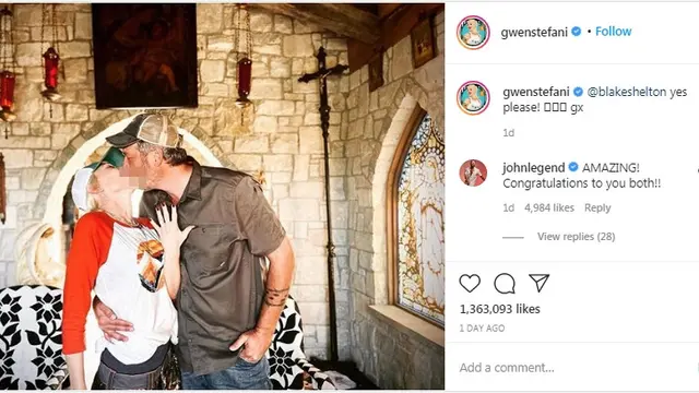 Dilamar Blake Shelton, Gwen Stefani Pamer Cincin Tunangan Bernilai Fantastis