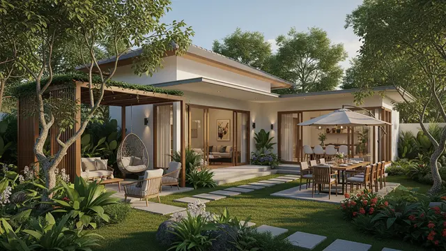9 Ide Rumah 1 Lantai dengan Halaman Belakang Luas, Cocok untuk Keluarga Modern