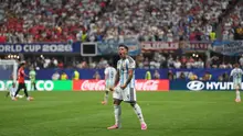 Pemain Argentina Enzo Fernandez merayakan gol ketiga timnya dalam laga babak 16 besar Piala Dunia 2026 antara Argentina vs Mesir di Atlanta, Selasa, 7 Juli 2026. (AP Photo/Jacob Kupferman)