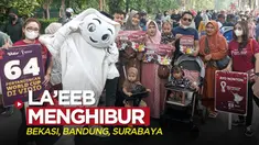 Berita video aktivitas seru maskot Piala Dunia 2022, La'eeb, di Bekasi, Bandung, dan Surabaya pada Minggu (20/11/2022) pagi hari WIB.