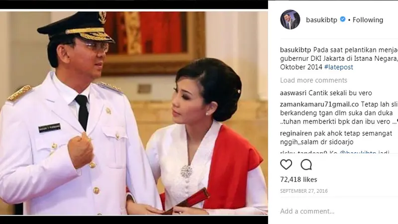 Foto Momen Romantis Ahok-Veronica yang Bikin Baper