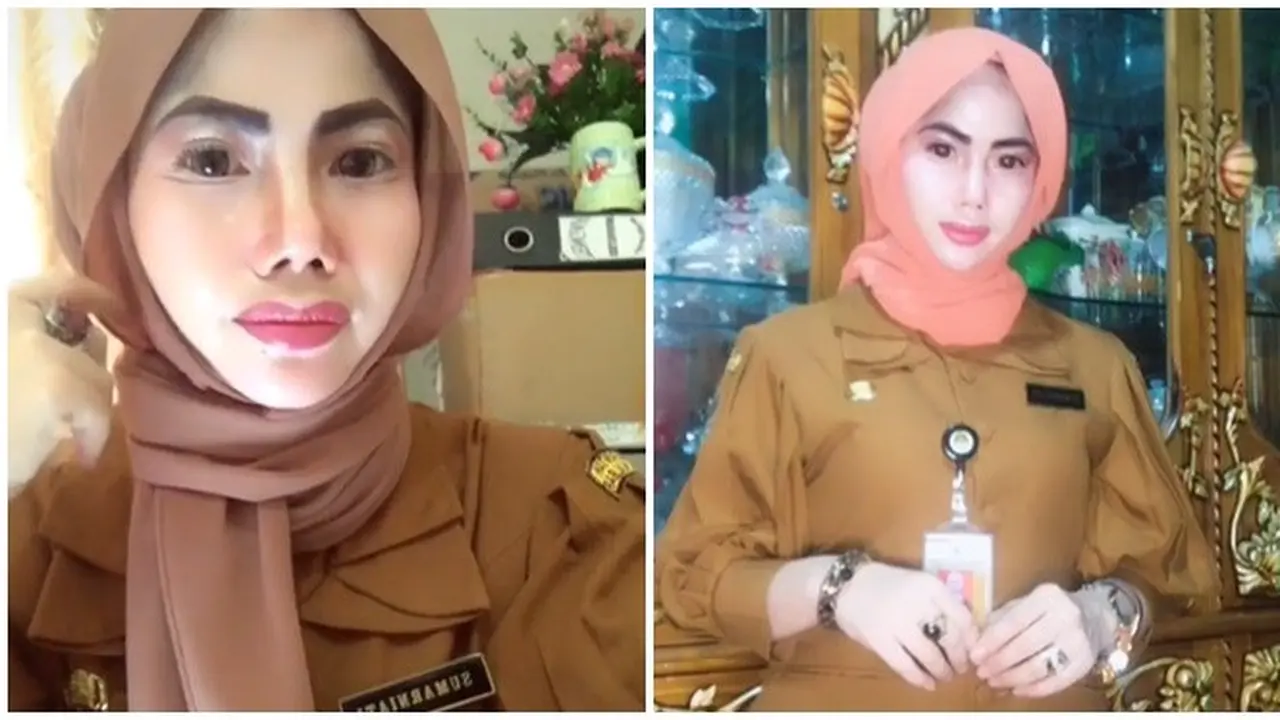Viral Wanita PNS Bermakeup Tebal Bak Boneka, Ini 6 Potretnya yang Curi Perhatian