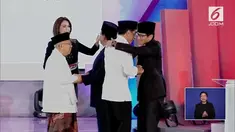 Suasana damai tercipta saat debat capres cawapres, kedua paslon saling berpelukan bahkan sebelum acara selesai.
