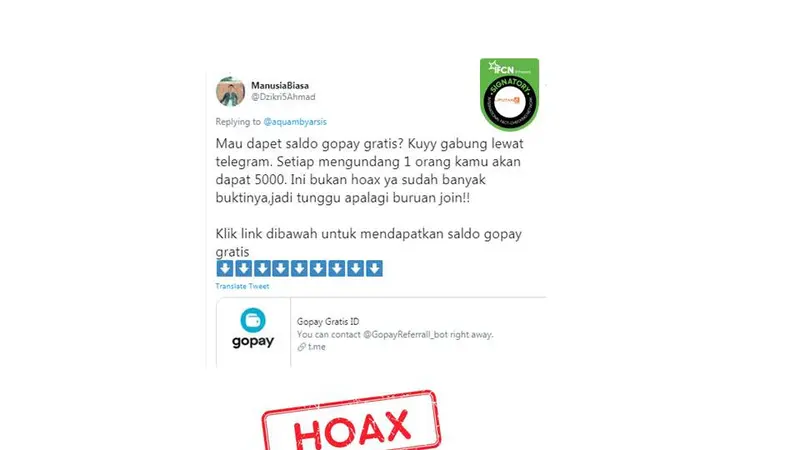 Cek fakta Gopay gratis