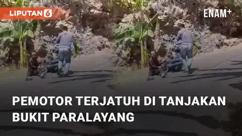 VIDEO: Lalu Lintas Mulai Padat, Pemotor Terjatuh di Tanjakan Bukit Paralayang