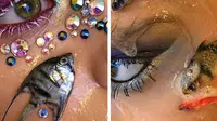 Ikan mati dijadikan aksesori wajah oleh seorang makeup artist asal Rusia. Sumber: Instagram