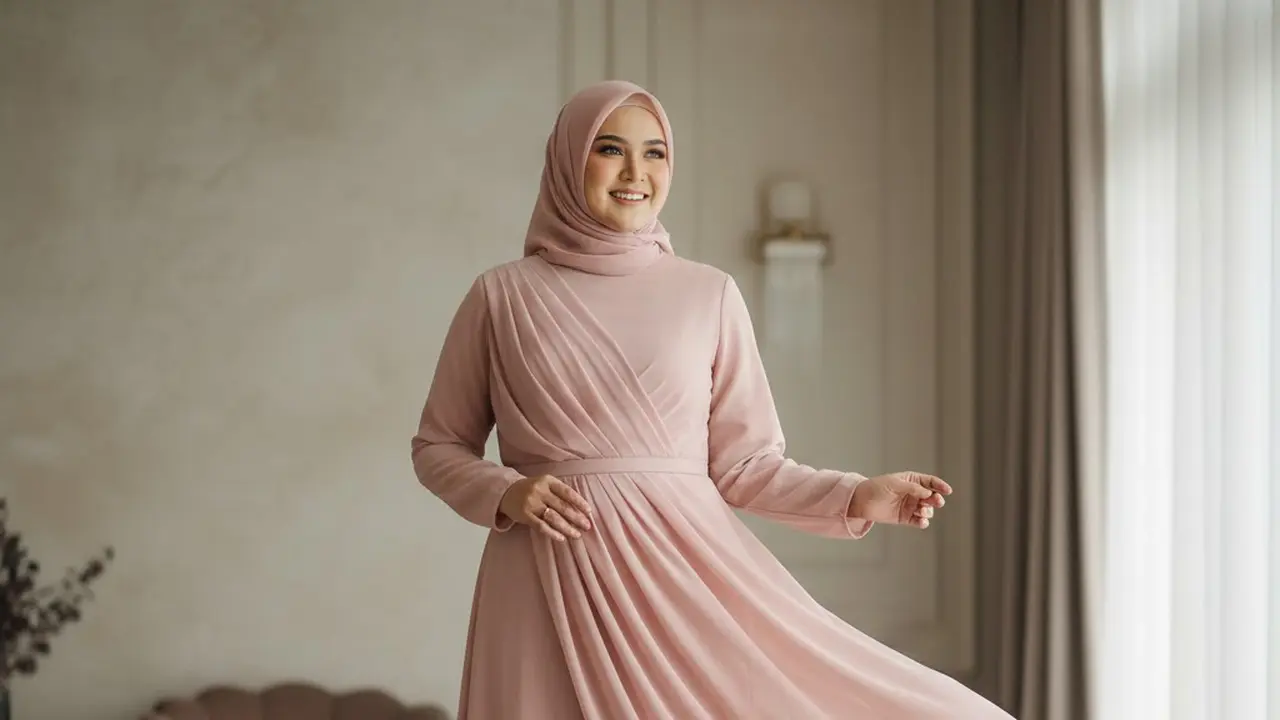 Gamis Drapery atau Lipit Jatuh (Gemini AI)