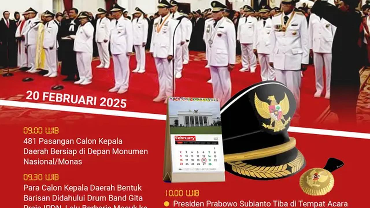 Infografis Rangkaian Acara Pelantikan 481 Pasangan Kepala Daerah Terpilih. (Liputan6.com/Abdillah)