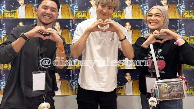 Momen Omesh dan Dian Ayu Lestari Ketemu Chanyeol EXO (credit: https://www.instagram.com/dianayulestari/)