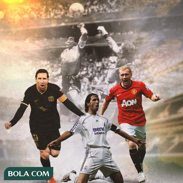 Ilustrasi - Lionel Messi, Raul Gonzales, Paul Scholes dan Gol Tangan Tuhan