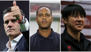 John Herdman, Patrick Kluivert, Shin Tae-yong. (Bola.com/Dok.AFP/Pixlr).