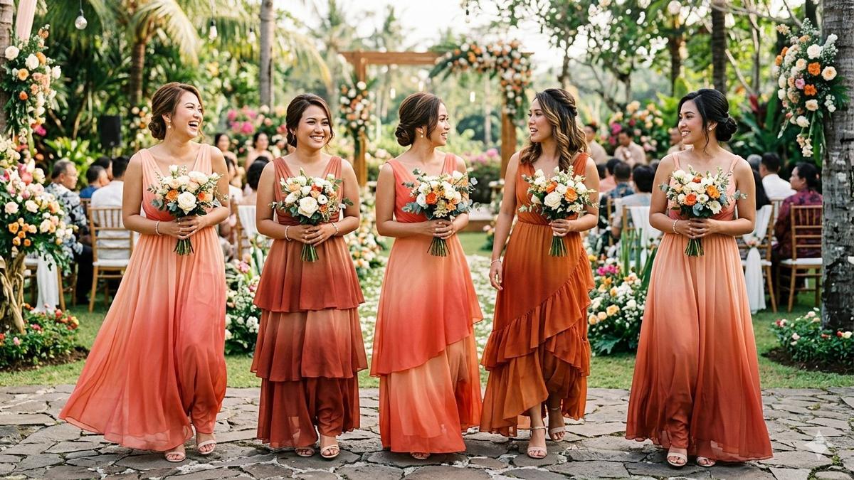 7 Contoh Model Baju Bridesmaid Gradasi yang Elegan dan Kekinian