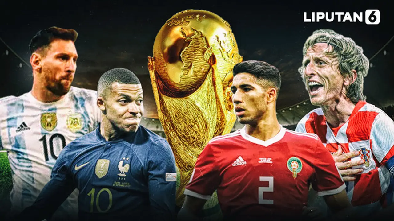 Banner Infografis Semifinal Piala Dunia 2022 Argentina vs Kroasia dan Prancis vs Maroko