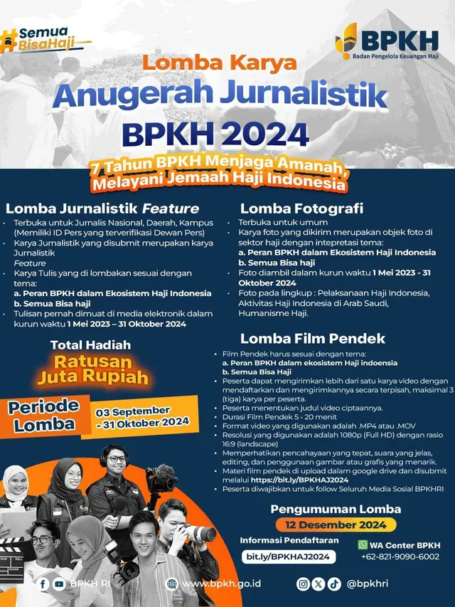Menyambut tahun ketujuhnya, Badan Pengelola Keuangan Haji (BPKH) menggelar lomba karya jurnalistik 2