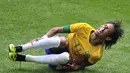 3. Neymar (Brasil), membela tim Samba pada Olimpiade London 2012 karena memang masih berusia di bawah 23 tahun. Sayang, Neymar dkk kalah dari Meksiko pada partai final dengan skor 1-2. (AFP/Glyn Kirk)