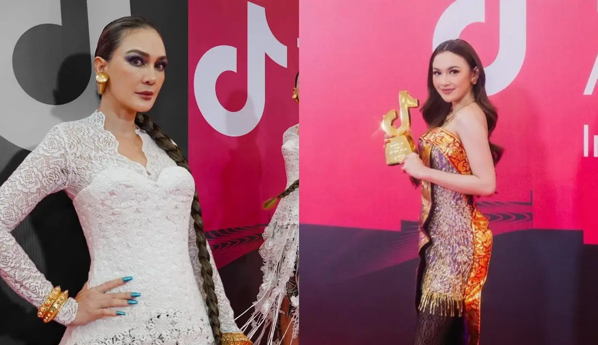 Luna Maya dan Mahalini turut hadir dalam gelaran TikTok Awards 2023. Kedua perempuan berdarah Bali itu tampil menawan dengan sentuhan kain tradisional. Siapa yang paling menawan? [@lunamaya @mahaliniraharja]