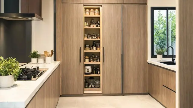 Model Dapur dengan Pantry Tersembunyi (AI Generated)