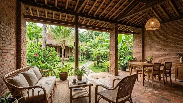 Rumah Bata Ekspos Gaya Kampung (AI Generated)