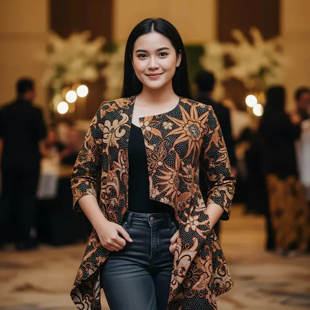 Outer Batik Wanita Pendek Motif Etnik untuk Gaya Santai Formal