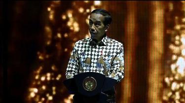 Presiden RI Joko Widodo (Jokowi) dalam peringatan HUT ke-50 tahun HIPMI, Jumat (10/6/2022).