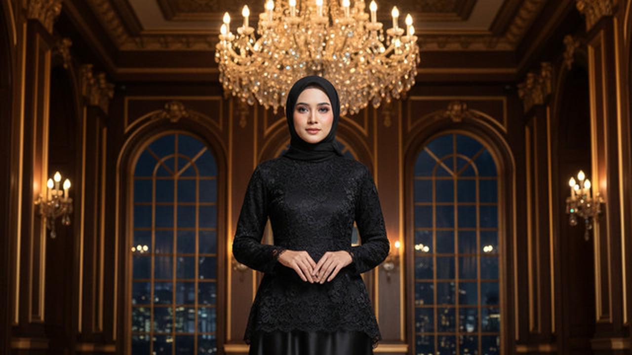 8 Model Gamis Hitam Syar'i dengan Kombinasi Lace 2025, Menawan untuk Acara Formal