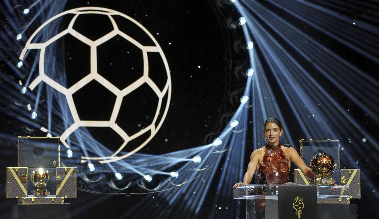 Catatan ini tak lepas dari peranannya membawa Timnas wanita Spanyol menjadi runner-up Euro 2025 dan runner-up final Liga Champions bersama Barcelona. Pemain 27 tahun itu juga terpilih sebagai pemain terbaik dalam dua ajang tersebut. (AP Photo/Thibault Camus)