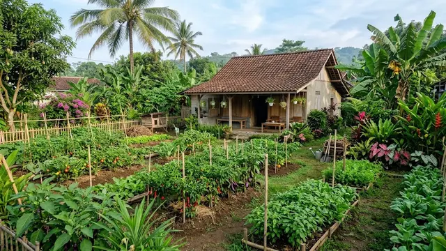 Rumah Kampung dengan Kebun Produktif