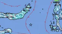 Gempa Magnitudo 6,2 mengguncang wilayah Tutuyan Bolaang Mongondow Timur, Sulu, Kamis dini hari (14/3/2024). (Liputan6.com/ Dok BMKG)
