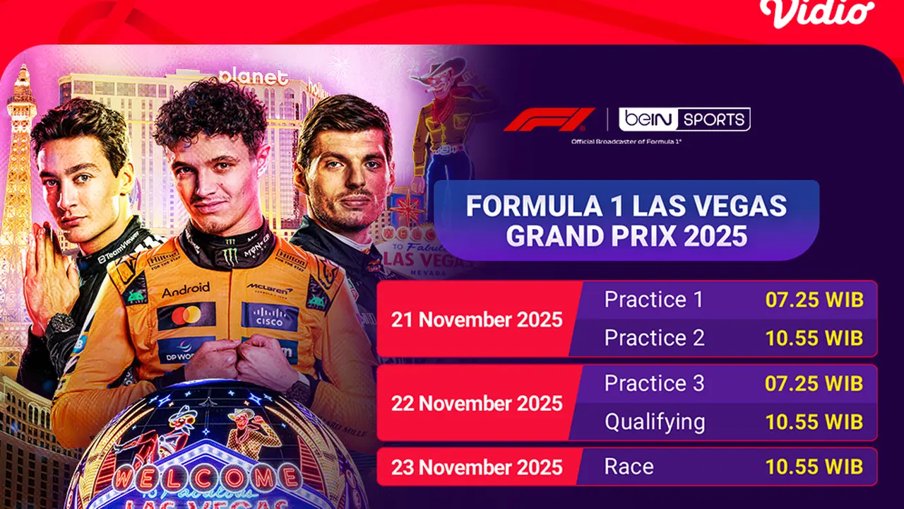 Saksikan F1 GP Las Vegas eksklusif di Vidio. (dok. vidio.com)