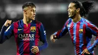 TITISAN - Ronaldinho menyebut Neymar sebagai titisannya di Barcelona. (Marca)