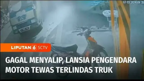 VIDEO: Waspada! Gagal Menyalip, Seorang Lansia Pengendara Motor Tewas Terlindas Truk di Banten