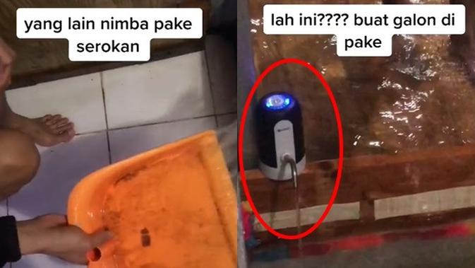 Viral Video Orang Kuras Genangan Banjir Pakai Cara Kreatif, Bikin Geleng Kepala - Hot Liputan6.com