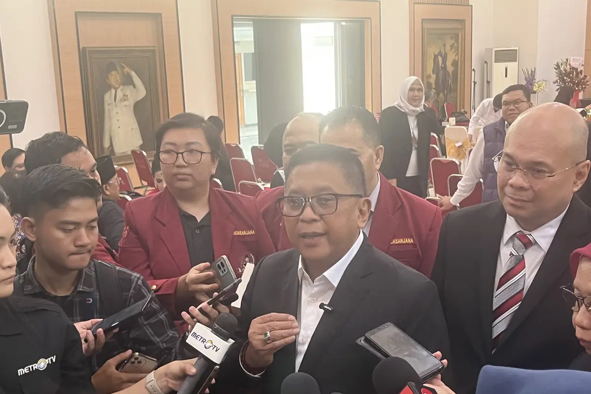 Sekjen PDI Perjuangan, Hasto Kristiyanto, di Universitas Bung Karno, Jakarta, Kamis (11/6/2026) (Liputan6.com/Muhammad Radityo Priyasmoro)