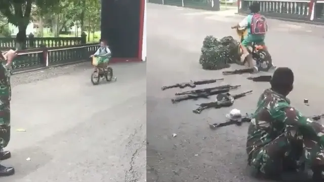bocah di markas TNI (foto: instagram/@zona_militer_)
