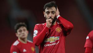Bruno Fernandes menjadi bagian penting Manchester United saat ini. Didatangkan dengan harga 67,6 juta pound pada Januari 2020, ia mampu mendongkrak performa Setan Merah secara signifikan. Fernandes tercatat tampil sebanyak 106 kali dengan mencetak 47 gol dan 34 assist. (AFP/Nick Potts)
