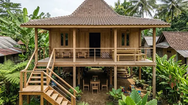 Rumah Panggung Modern dengan Serambi Terbuka