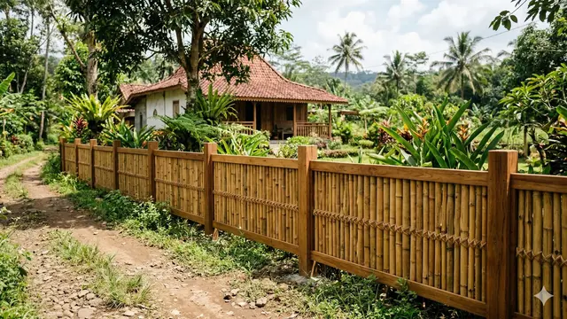 Ide Pagar Bambu Minimalis untuk Rumah Pedesaan (Foto: Gemini AI)