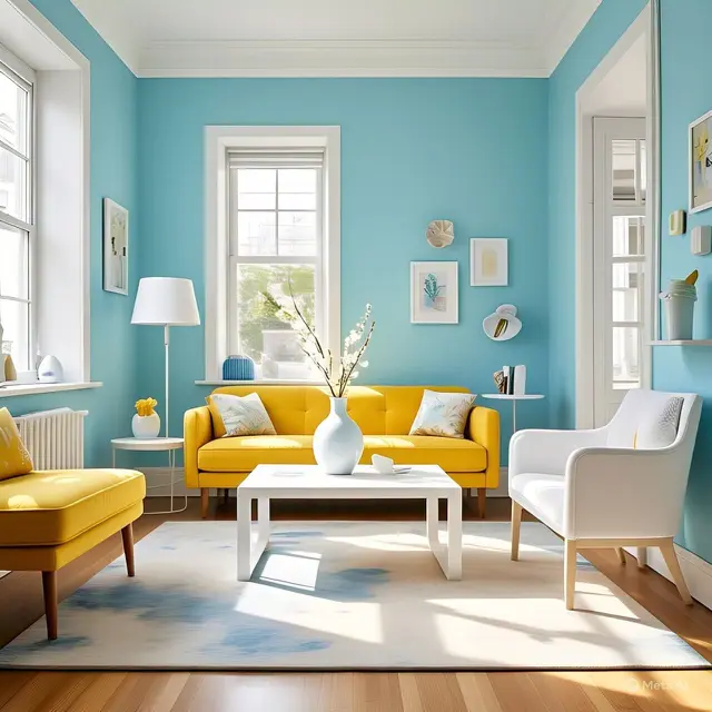 Inspirasi Cat Dua Warna Biru, Perpaduan Biru Langit dan Putih