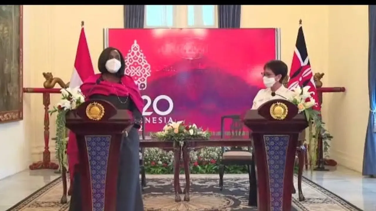Press Briefing Pertemuan Bilateral Menlu RI-Menlu Kenya. (Screen Grab)