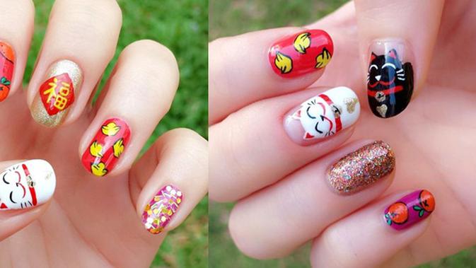 10 Nail Art Tema Imlek Yang Unik Dan Meriahkan Tahun Ayam Api