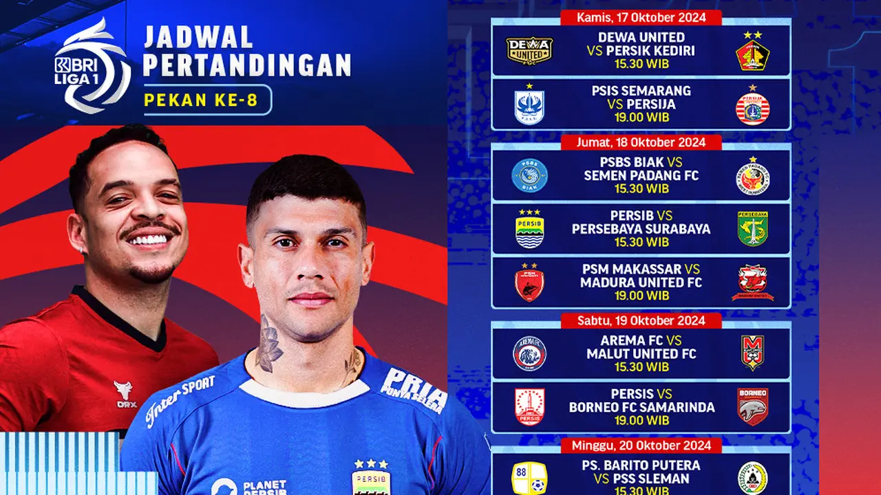Jadwal BRI Liga 1 2024/2025 Matchweek 8