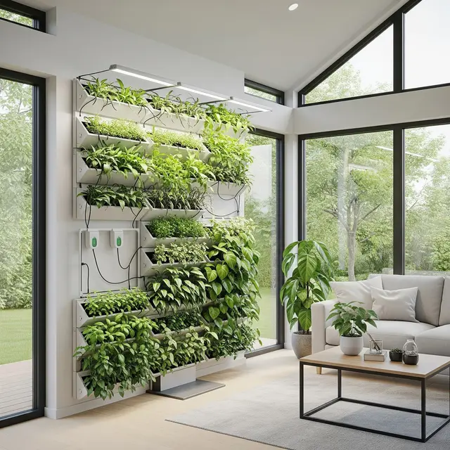 Rumah Kecil Modern dengan Taman Vertikal di Dalam Rumah (Image by Gemini AI)