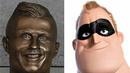 Meme patung Cristiano Ronaldo dengan tokoh kartun Mr Incredibles. (sumber : Sidomi.com)